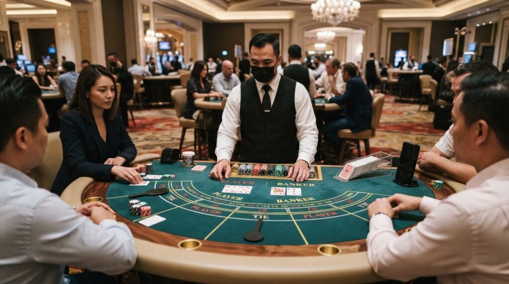 Bí Quyết Đánh Baccarat Trực Tuyến An Toàn Và Hiệu Quả Bàn chơi baccarat trực tuyến với bài và chip cược chuyên nghiệp