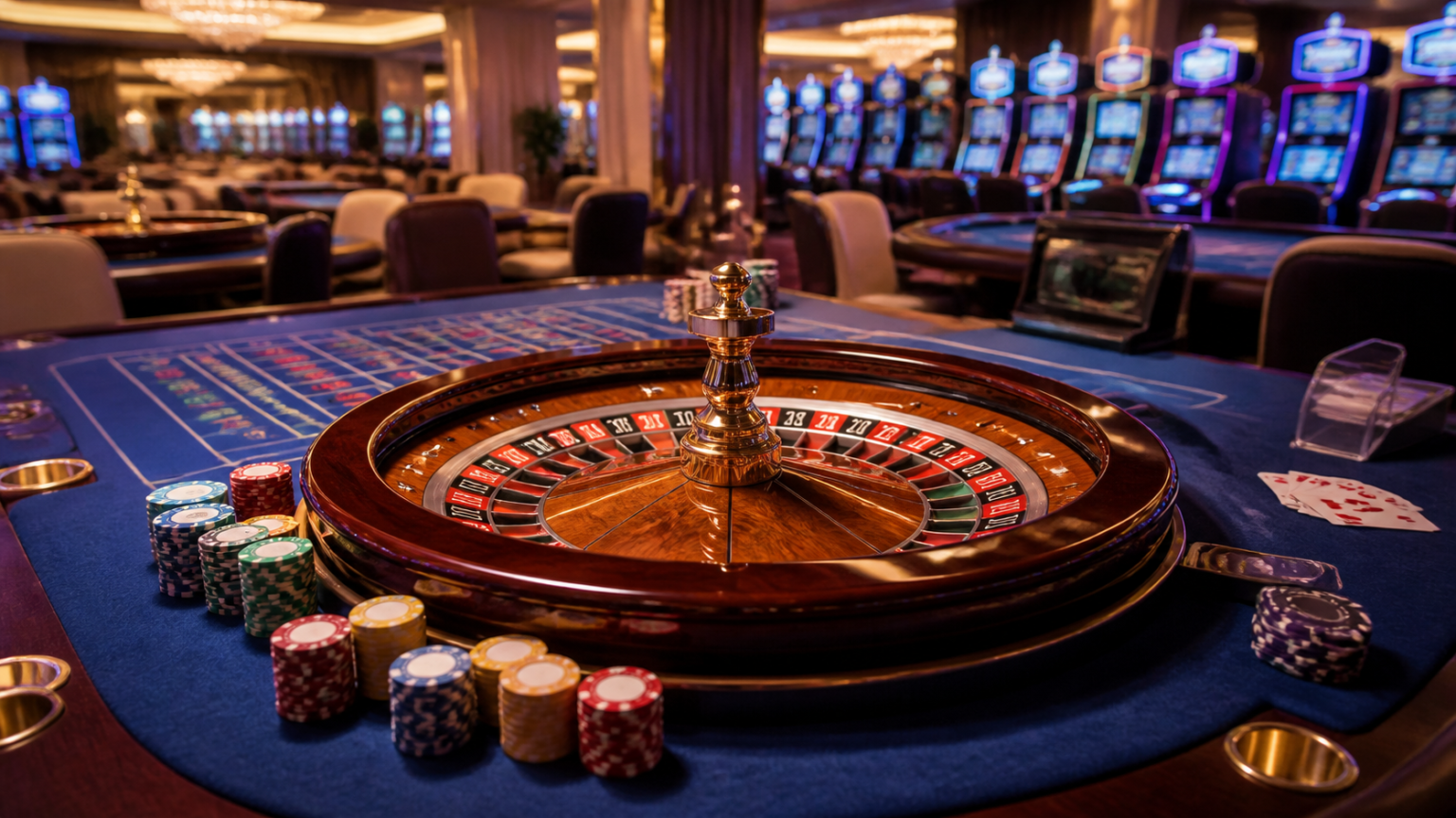 Smart Ways to Approach an Online Casino Experience Casino roulette table with chips and cards in a gaming setting