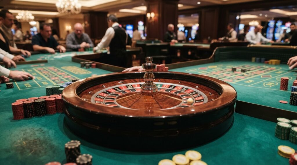 Online Casino Singapore Safety: Key Things to Consider ภาพโต๊ะรูเล็ตและชิปคาสิโนสำหรับการเล่นเกมความบันเทิงออนไลน์